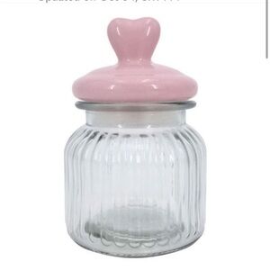 Valentines pastel pink Glass Jar with Pink Heart Lid